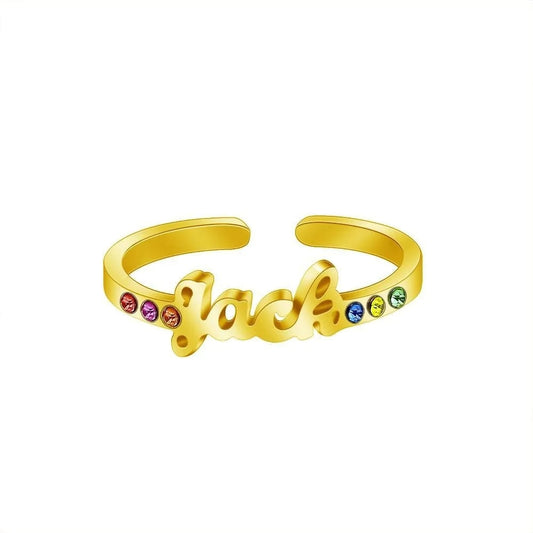 Birthstone Custom Name Ring