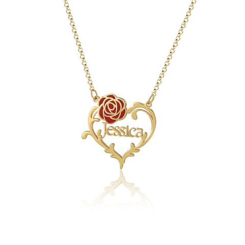 Beautiful Rose Custom Name Necklace