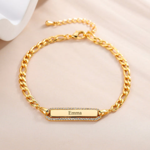 Diamond Bar Custom Name Bracelet