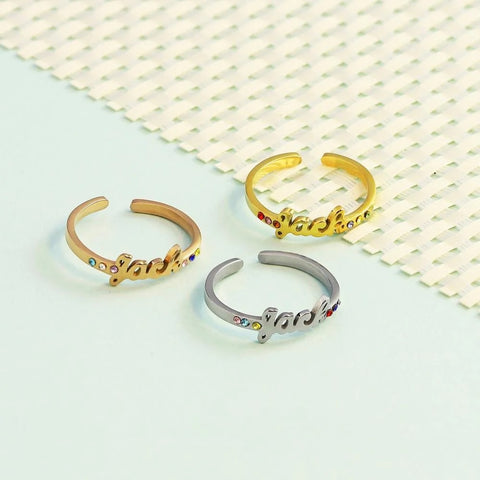 Birthstone Custom Name Ring