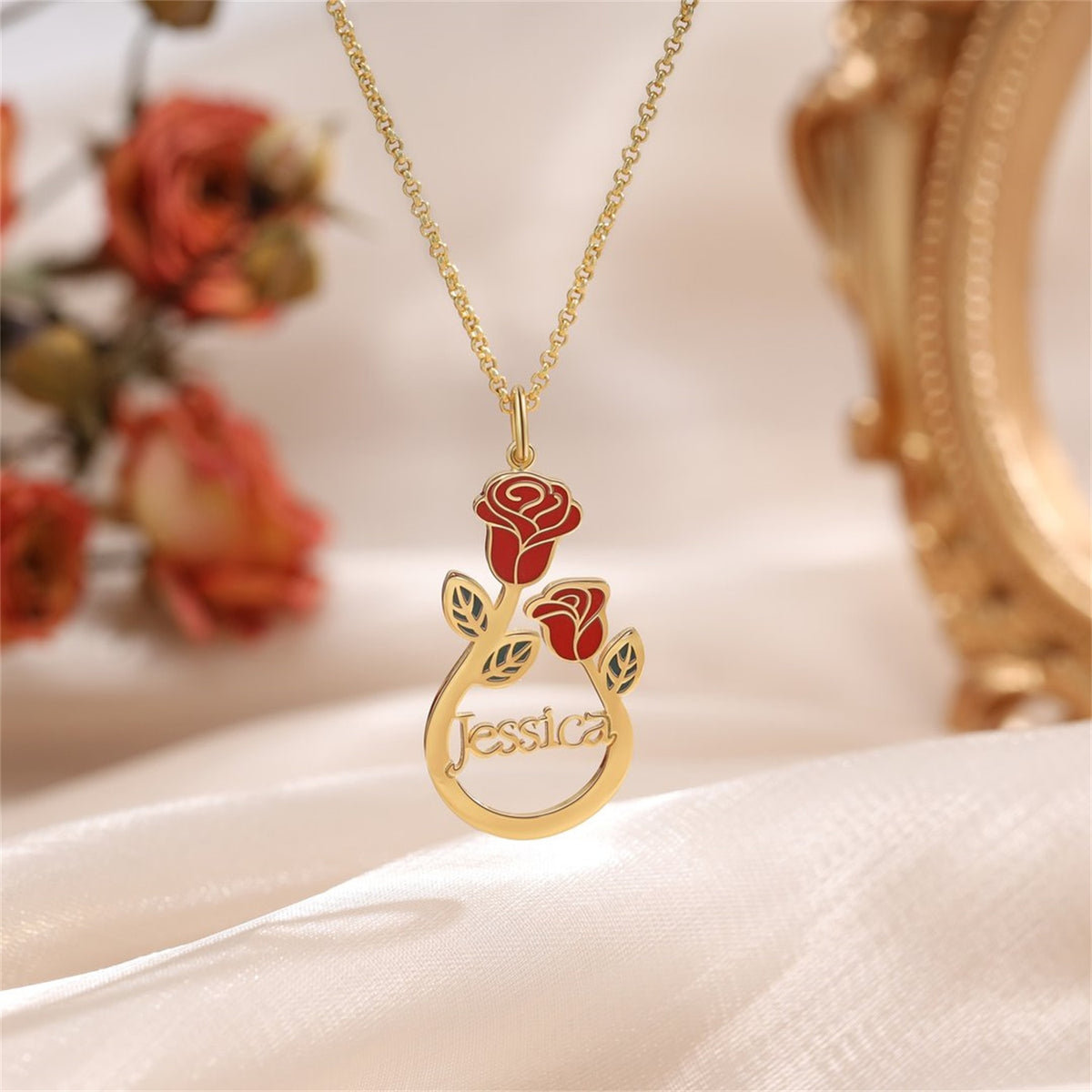 Rosebuds Custom Name Necklace