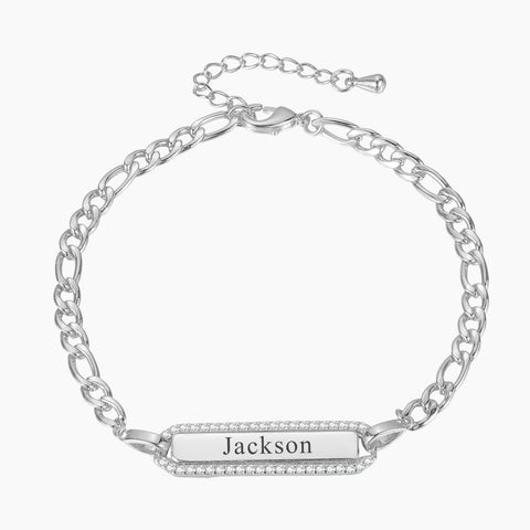 Diamond Bar Custom Name Bracelet