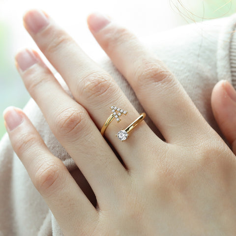 Adjustable Diamond Custom Initial Ring