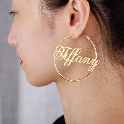 Cursive Custom Name Hoop Earrings