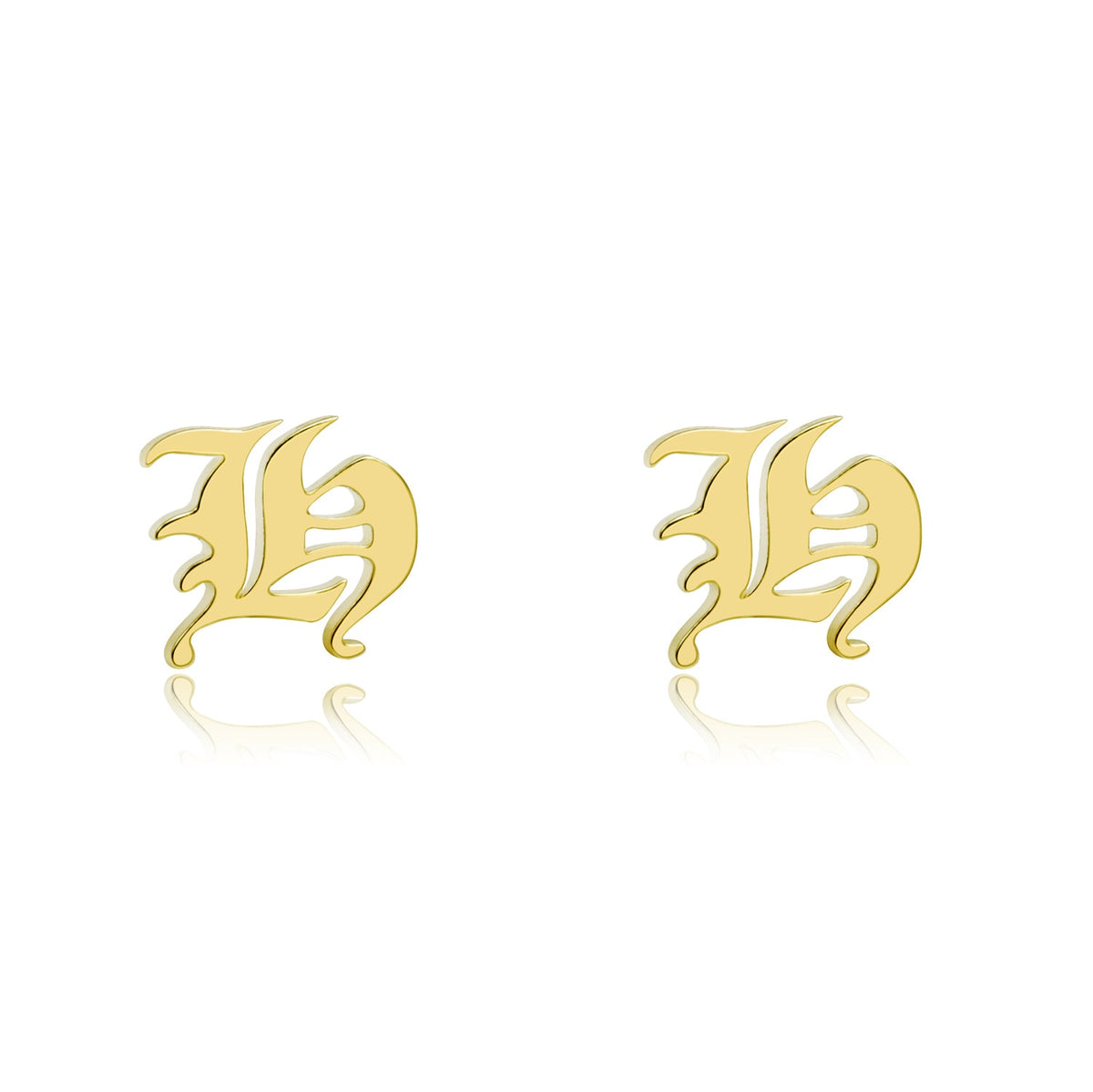 Old English Custom Initial Stud Earrings