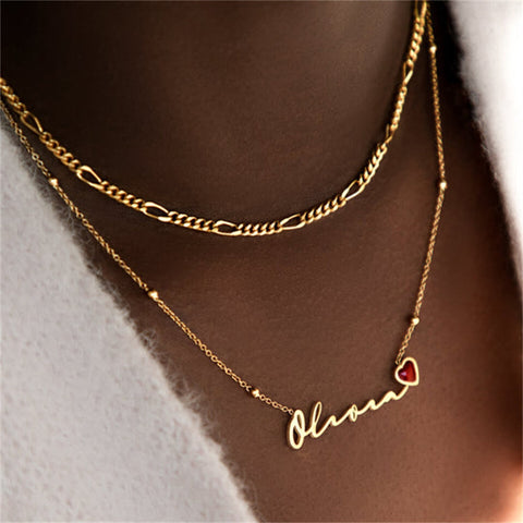 Birthstone Signature Custom Name Necklace