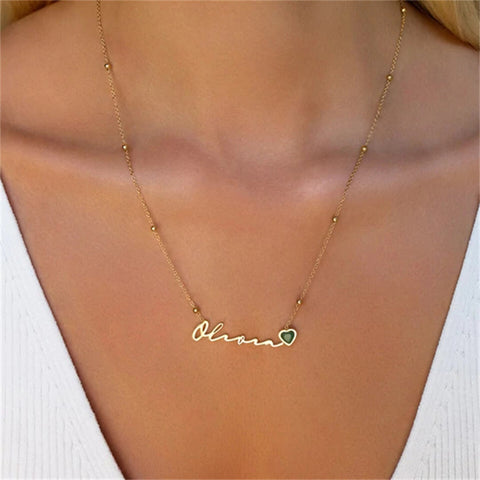 Birthstone Signature Custom Name Necklace