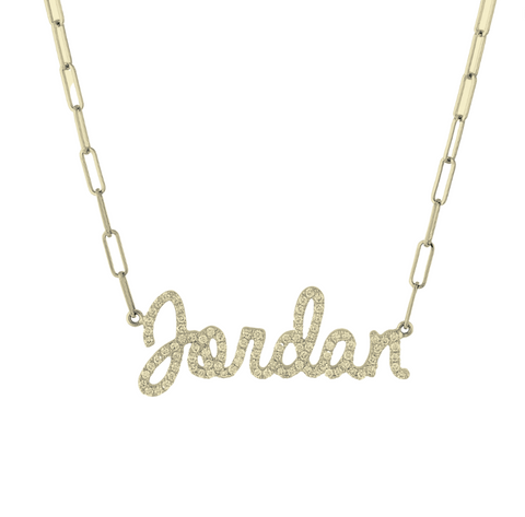 Diamond Paperclip Custom Name Necklace