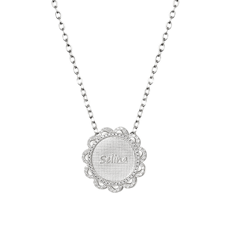 Sunflower Pendant Custom Name Necklace