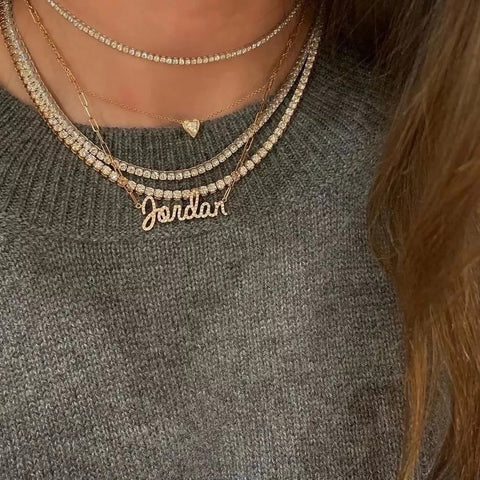 Diamond Paperclip Custom Name Necklace